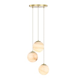 Esme Globe Cluster Pendant Light, Marbled Glass & Brass