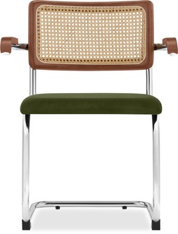 Share Kenton Carver Dining Chair, Olive Green Sustainable Velvet & Chrome