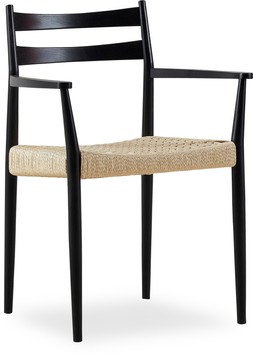 Caleb Wooden Carver Chair, Natural Weave & Black
