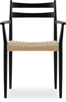 Cult Furniture Caleb Wooden Carver Dining Chair, Natural Weave & Black