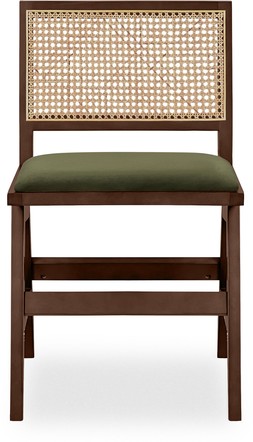 Cult Furniture Cleo Wooden Dining Chair, Olive Green Sustainable Velvet & Walnut