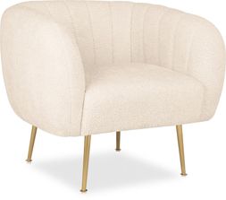 Effie Armchair, Ivory White Boucle & Brass