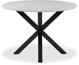 Heaven 4 Seat Round Dining Table, White Marble & Black