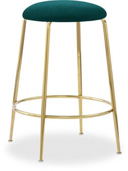 Regent Kitchen Stool, Teal Sustainable Velvet & Brass