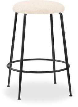 Regent Kitchen Stool, Ivory White Boucle & Black