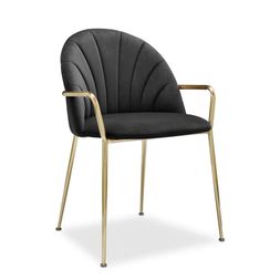 Sylvia Carver Dining Chair, Ink Grey Sustainable Velvet