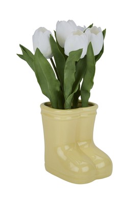Homesense-large yellow boots with fake tulips &pound;12.99 (RRP &pound;XX)