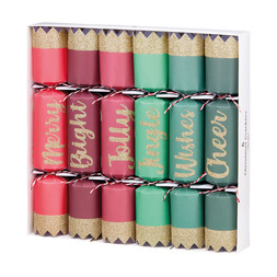 Crackers 6 Green & Red With Gold Glitter Crackers £