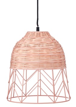 Scandi soft pink metal & wicker pendant RRP 29.99