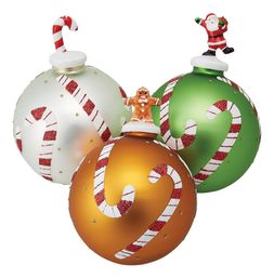 traditional set of 3 candycane baubles