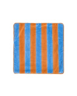 Blue & Orange Striped Velvet Cushion Cover 45x45cm