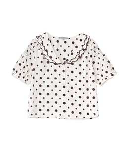 White & Brown Polka Dot Frill Collar Blouse £58 €76
