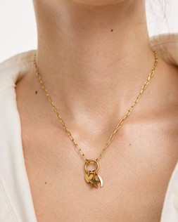Nina Gold Tone Waterproof Star, Moon & Heart Charm Chain Necklace