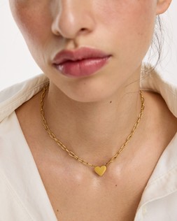 Talula Gold Tone Waterproof Heart Pendant Chain Necklace