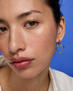 Danica Gold Tone Waterproof Heart Drop Hoop Earrings