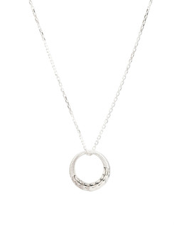 Delia Machine Textured Ring Charm Silver Pendant Necklace