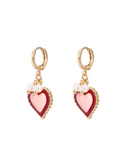 Jess Mini Enamel Heart Drop Huggie Earrings