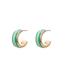 India Green Stripe Enamel Hoop Earrings