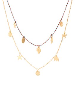 Kezia Multi Charm Double Row Cord Necklace
