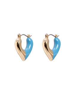 Tate Blue & Gold Tone Heart Hoop Earrings