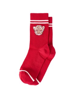 Red & Pink Cheetah Sporty Socks £8.50