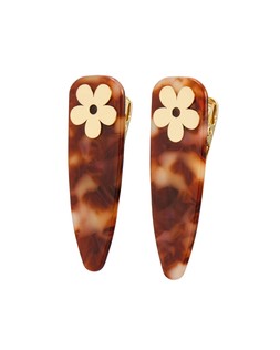 Issy Tort Resin Flower Detail Hair Clips Set of Two