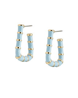 Oline Blue Enamel Rectangular Hoop Earrings