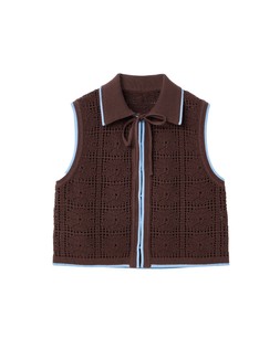 Chocolate Brown Tie Front Crochet Waistcoat £60 €78
