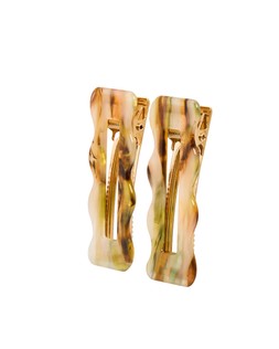 Agnes Green Marble Resin Cut Out Hair Clips Set of Two £14.50