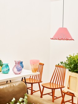 Alba Red Striped Ruffle Pendant Lamp Shade £49.5