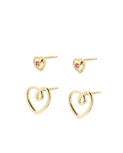 Amia Double Heart Tourmaline Stud Earring Set of Four £42