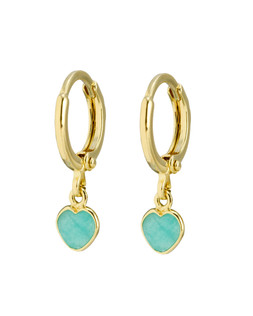 Auden Amazonite Heart Charm Gold Plated Hoop Drop Earrings £36.00 €47.00