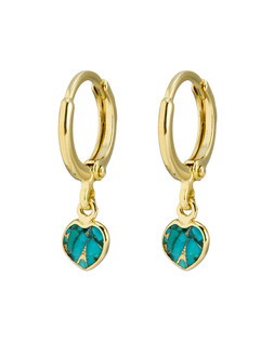 Auden Copper Turquoise Heart Charm Gold Plated Hoop Drop Earrings £36.00 €47.00