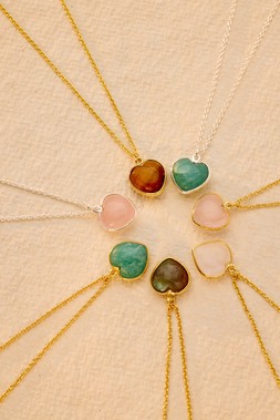 Auden Green Onyx Heart Charm Gold Plated Pendant Necklace £42