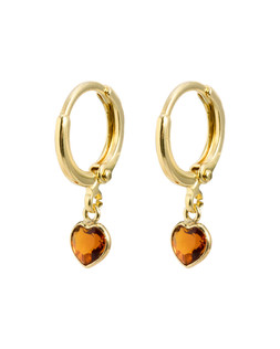 Auden Honey Quartz Heart Charm Gold Plated Hoop Drop Earrings £36.00 €47.00