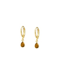 Auden Teardrop Tiger's Eye Gold Plated Drop Earrings