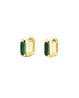 Ava Malachite Inlay Square Gold Plated Clicker Hoop Earrings £42 €55