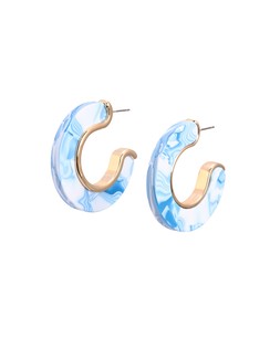 Beth Marble Effect Resin Large Hoop Earrings