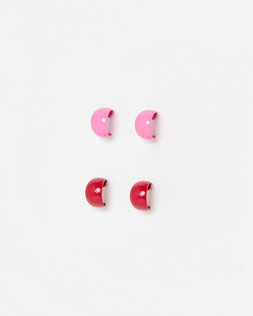 Bethany Red & Pink Mini Hoop Earrings Set of Two
