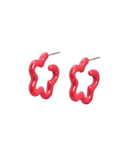 Betty Enamel Flower Motif Hoop Earrings
