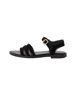 Black Buckle Flat Leather Sandal £70