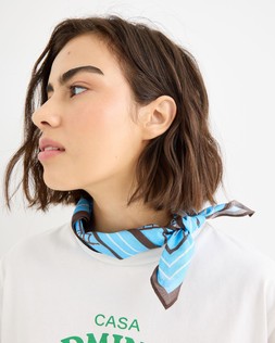 Blue & Brown Beach Scene Cotton Square Scarf £20 €26