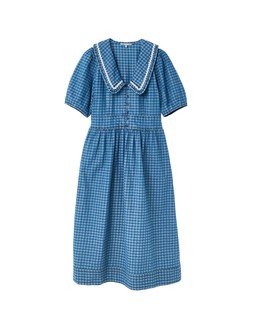 Blue Denim Gingham Collar Midi Dress £85