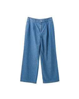 Blue Denim Gingham Wide Leg Jeans £70