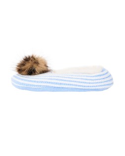 Blue & Ecru Plaited Brown Pom Slippers £20.00 €26.00
