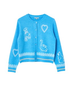 Blue Embroidered Crew Neck Knitted Cardigan £68