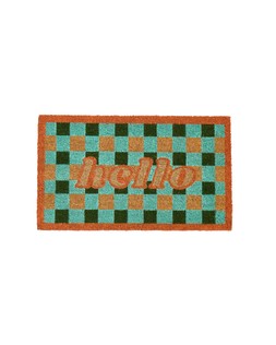 Blue & Green Check Hello Doormat €25.50