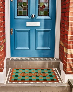 Blue & Green Check Hello Doormat £19.50