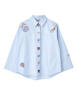 Blue Motif Embroidered Button Up Shirt £68