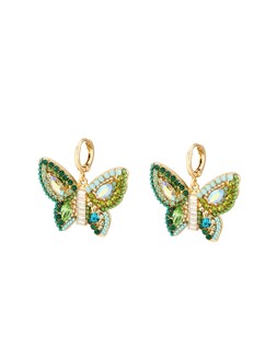 Brook Butterfly Stone & Bead Detail Hoops £19.50